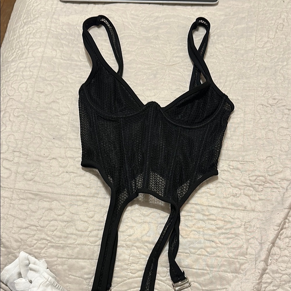 Black Mesh Corset Top
